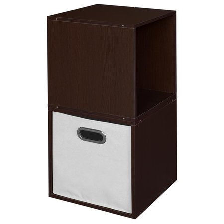 NICHE Cubo Storage Set with 2 Cubes & 1 Canvas Bin&#44; Truffle & White - Set of 2 PC2PKTF1TOTEWH